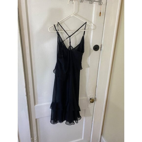 Victoria Secret Women's Black Chiffon Ruffle Slip Dress W/Attached Slip - XL - Picture 3 of 12